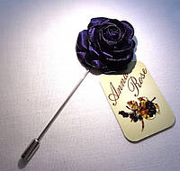 Бутоньерка цветок ручной работы на пиджак "Роза темно синяя"