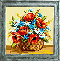Набор для вышивки крестиком " Корзинка с полевыми цветами " Zweigart Madeira мулине 25х25 см