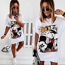 Стильна сукня-футболка міні жіноча оверсайз з принтом Sma7468, фото 4