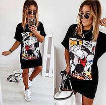 Стильна сукня-футболка міні жіноча оверсайз з принтом Sma7468, фото 3