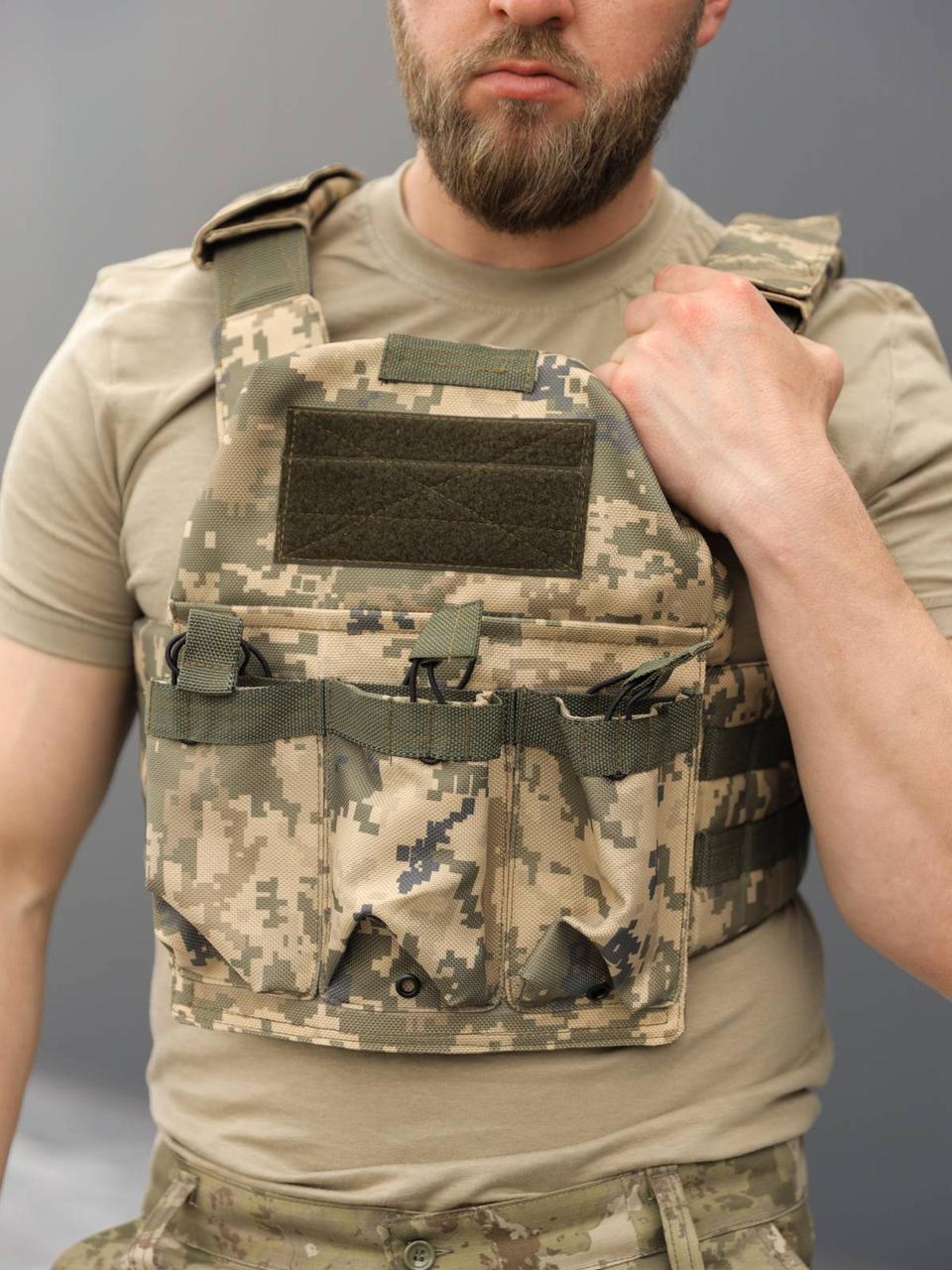 Плитоноска Чохол бронежилета Plate Carrier Cordura 1000D камуфляж ЗСУ піксель ММ14