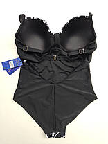 ОПТ Суцільний жіночий купальник для пляжу та басейну 55585 44-52 чорний-білий на 48 50 52 54 56 розмір, фото 5