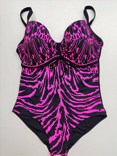 Купить Закрытый женский купальник 55585 черный-малиновый на 48 50 52 ...