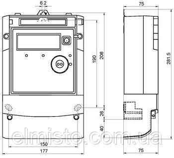 Габаритный чертеж электросчетчика Landis+Gyr ZMG 410 CR4.041b.37