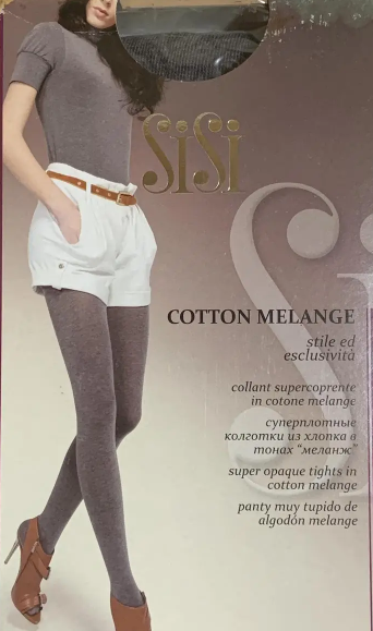 Щільні жіночі колготи «Cotton melange» сірого кольору, фото 1