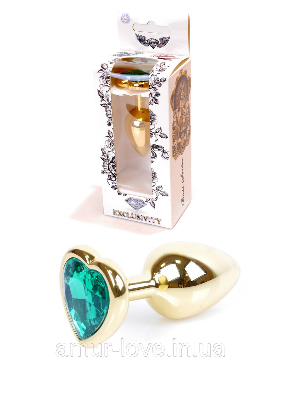 Анальний корок Jewellery Gold Heart PLUG Green