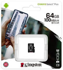 Карта памяти Kingston microSDXC 64GB Class 10 UHS-I R100MB/s