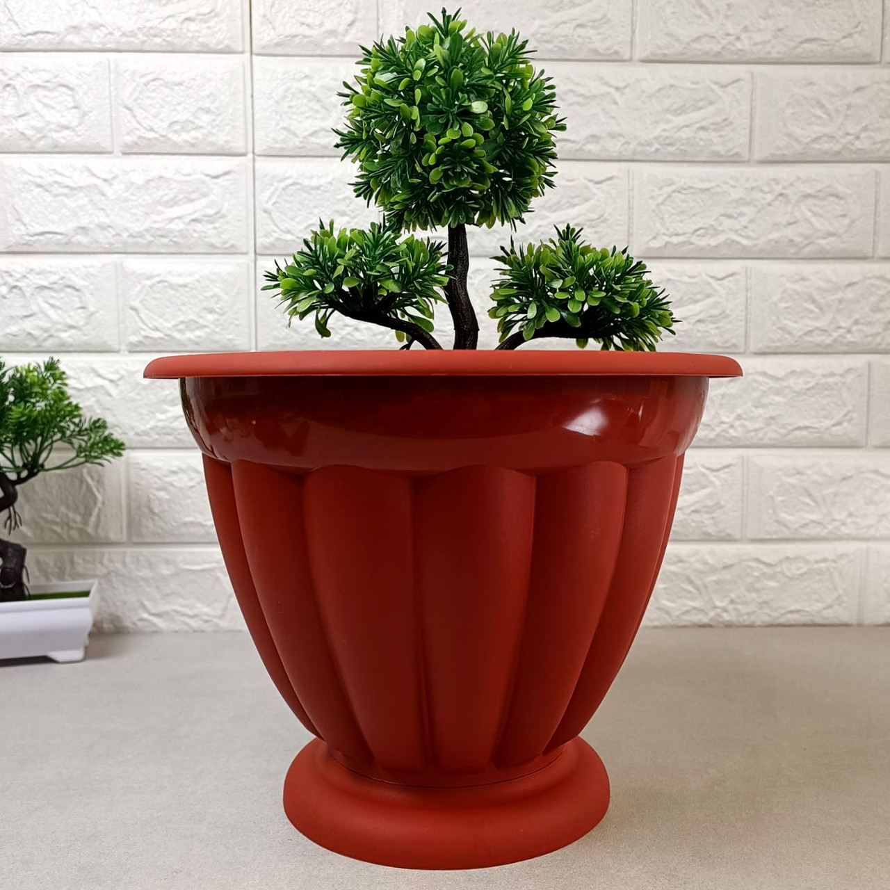 Горщик для квітів на невисокій ніжці 1.7л 20*16 см , Афіна 20 теракот