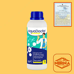 AquaDoctor FL, 1 л. Коагулянт (флоакулянт) засіб Аквадоктор рідина від мутності води. Хімія для басейну