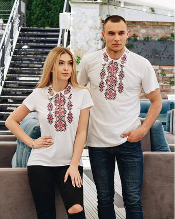 Вишита футболка жіноча Людмила біла з червоним, фото 3