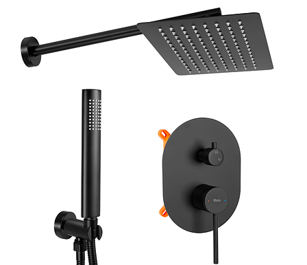 Душова система REA OVAL BLACK + BOX прихованого монтажу, фото 1