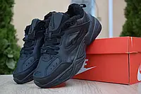Женские зимние кроссовки на меху Nike Найк M2K Tekno, замша, черные. 36