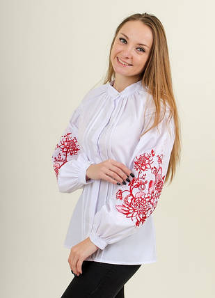 Котонові блузка Офісна річна блузка, Сорочка сорочка вишиванка, Елегантна жіноча сорочка, фото 1