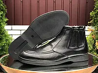 Мужские зимние ботинки на меху Vankristi, натуральная кожа, черные 40