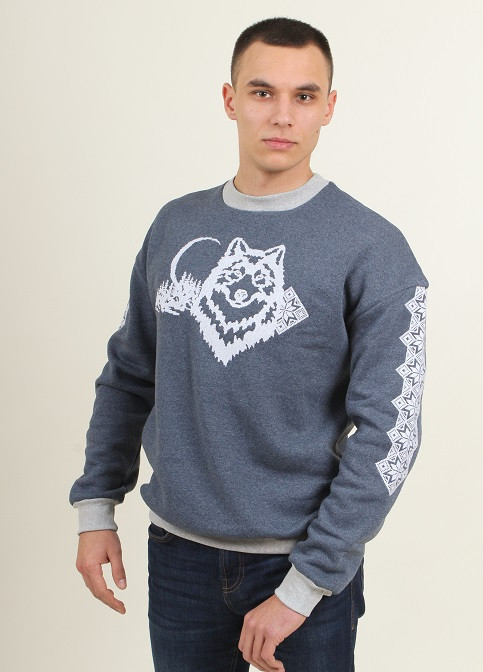 Чоловічий світшот з вишивкою Зимова історія чоловічий джинс