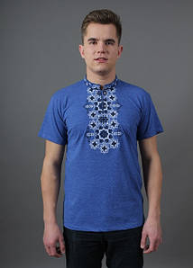 Футболка Вишиванка для чоловіків під сині джинси, Батали чоловічі футболки великих розмірів
