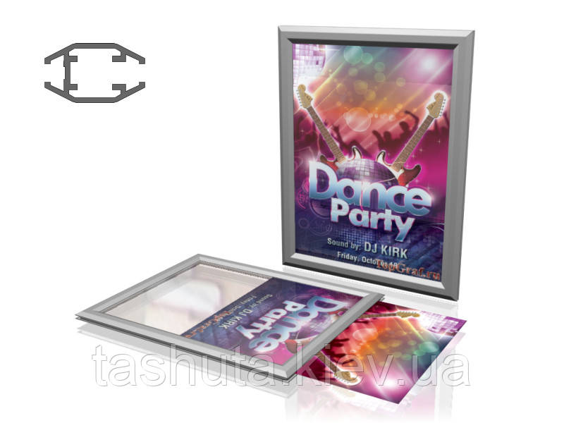 Рамка для постера двостороння з верхнім завантаженням, підвісна, 210х297 (А4)