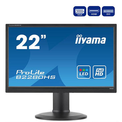 Монитор Iiyama ProLite B2280HS / 21.5" (1920x1080) TN / VGA, DVI, HDMI / VESA 100x100, фото 2