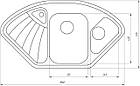 Мийка на кухню гранітна асиметрична GLOBUS LUX AVERNO 000023482 1060x575мм моко 134543, фото 2