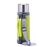 Термос з нержавіючої сталі Kamille KM-2015 Салатовий 1200мл Термос з чашкою Термос для гарячих напоїв, фото 3