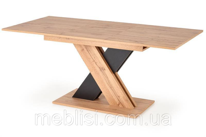 Розкладний стіл 130 дуб вотан XARELTO 130-175/85/76 cm 120x80 дуб вотан, ніжки чорні(Halmar), фото 1