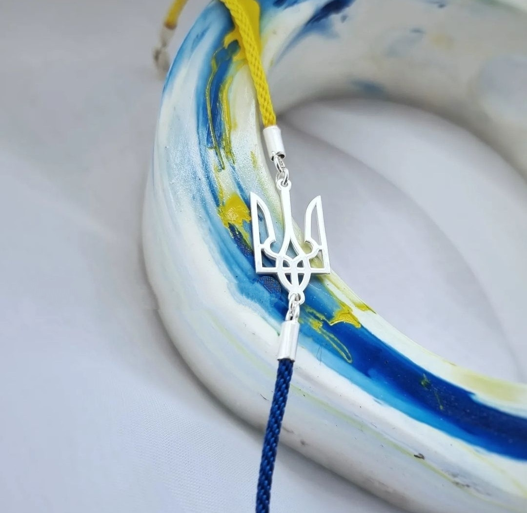 Браслет із шовкової нитки з гербом патріотичні прикраси браслет із гербом