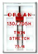Иглы швейные ORGAN (Япония) TWIN STRETCH №75/4, для бытовых швейных машин