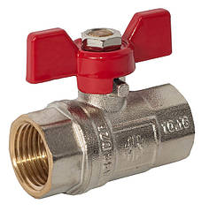 Кран кульовий 1/2" ВВ червоний метелик,з проточкою ASСO PN40 21/168