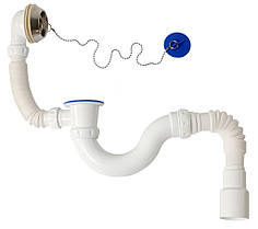 Сифон для ванни прямоточний з вилив.,чашкою та гофро-з`єдн. Ø40 х Ø40/50 UNICORN S32 1/35