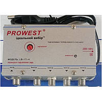 Усилитель домовой PROWEST LB-171-4 (IN 1 OUT 4 20dB) для кабельного и эфирного ТВ 220В 45-1000 МГц