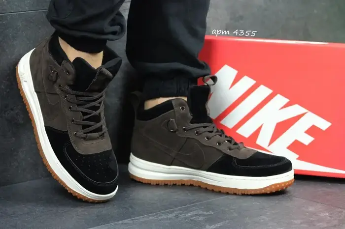 Купить Мужские кроссовки Nike Найк Lunar Force 1. Коричневые с черным ...