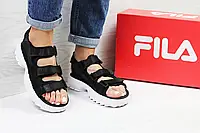 Женские босоножки Fila фила, черные с белым 37 (23,5 см)