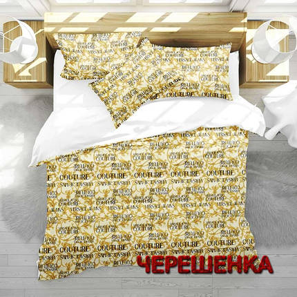 Тканина для постільної білизни Бязь "Gold" Lux GL3734 (50м) принт couture, оранжевий вензель, фото 1