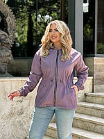 Жіноча стильна демісезонна парк арт А101 батал / демісезонна куртка / кава (з рожевинкою)