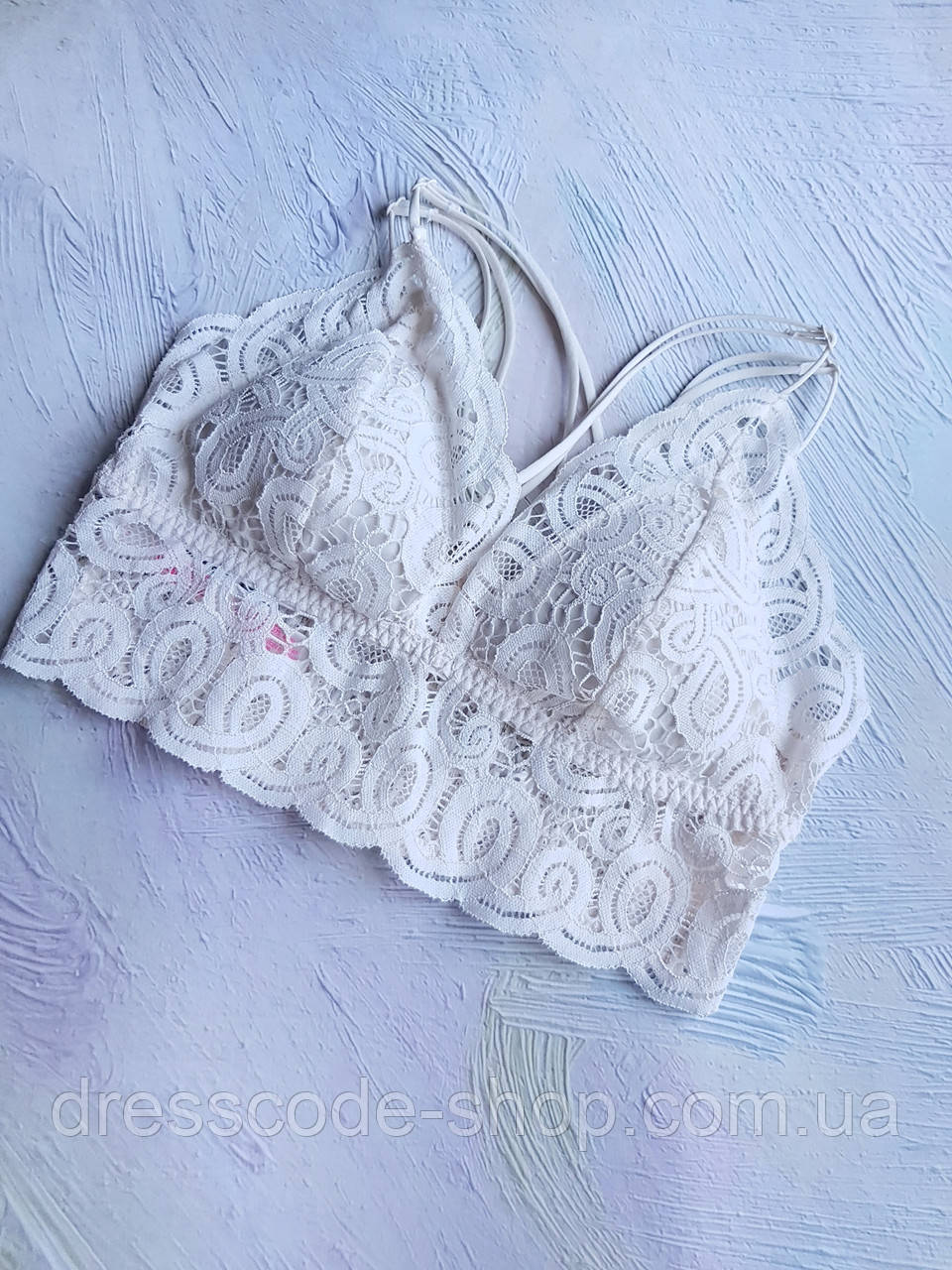 Топ кружевной молочный Victoria's Secret Crochet Strappy Lace Bralette S, 42 - фото 8 - id-p1627762609