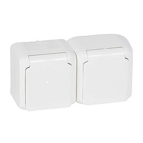 Розетка Legrand Forix біла 2X2К+З зі шторками IP44 782374