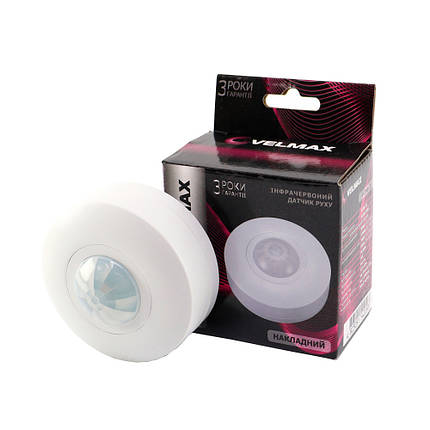 Датчик руху Velmax V-IMS-33 AC220-240V кут 360 (ST05A) 29-22-33, фото 1