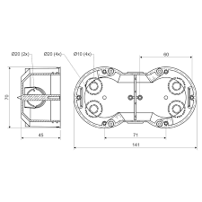 Монтажна коробка Копос сіра для суцільних стін приладова подвійна ПВХ 142х70х45мм KP 64/2, фото 2