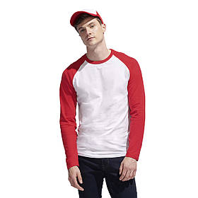 Футболка чоловіча лонгслив стильна двоколірна з довгим рукавом реглан під логотип Funky LSL 150 бордо