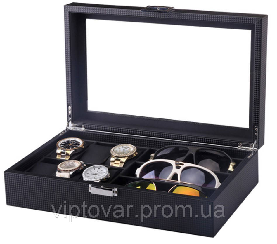 Органайзер "JEWELRY 9" Шкатулка для Хранения Часов и Очков. (Кожа, Замш ...