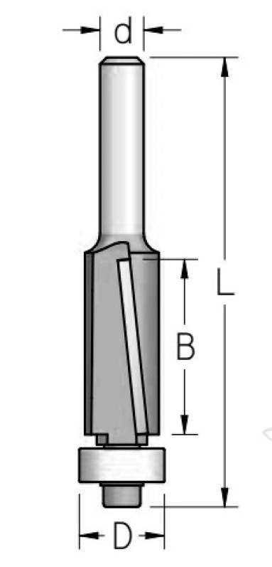Фреза обгінна аксіальна з нижнім підшипником D = 12,7 мм; В = 25 мм; хвостовик = 8 мм.