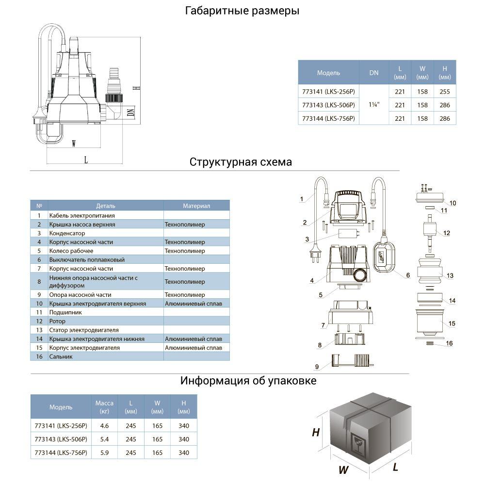 Насос дренажный садовый 0.25кВт Hmax 6м Qmax 110л/мин LEO LKS-256P (773141) - фото 2 - id-p842832140