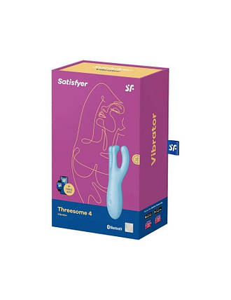 Cliter Smart Vibrator Satisfyer Threesome 4 Blue з трьома пальцями, фото 2