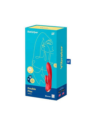 Розумний вібратор кролика з подвійним процесом Satisfyer Double Flex Red, фото 2