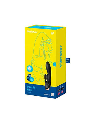 Смарт вібратор-кролик з подвійним відростком Satisfyer Double Flex Black, фото 3