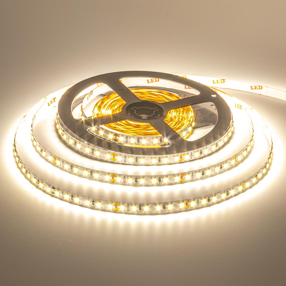 Светодиодная лента 24V, SMD 2835, 120 led/m, 8мм, 9.6W, 960Lm, 3200K – белый теплый.