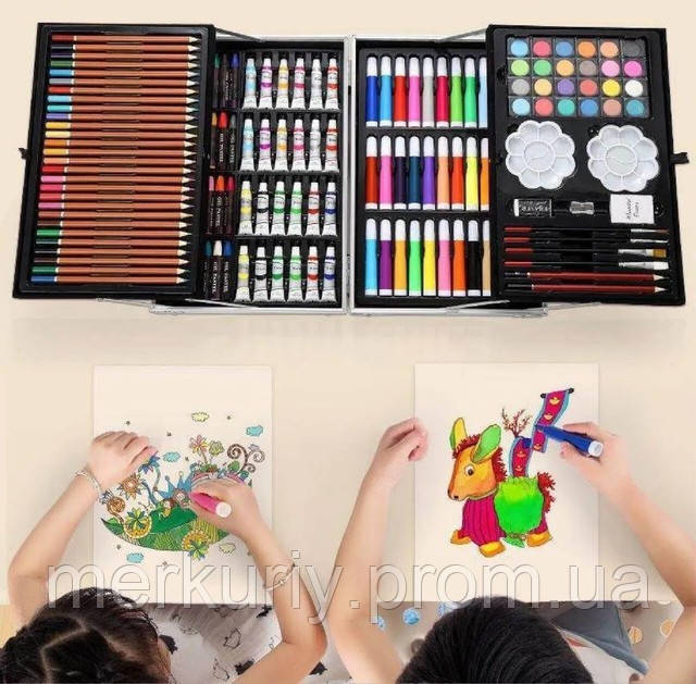 Набір для малювання 145 предметів Art Set Inspire Children у валізці ⁇ худ Набір для творчості Єдиноріг