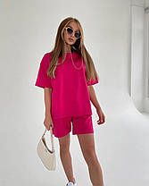 Жіночий літній костюм футболка та шорти із завищеною талією, фото 4