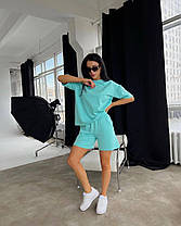 Жіночий літній костюм футболка та шорти із завищеною талією, фото 3