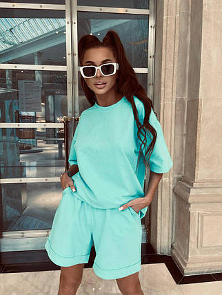 Жіночий літній костюм футболка та шорти із завищеною талією, фото 1